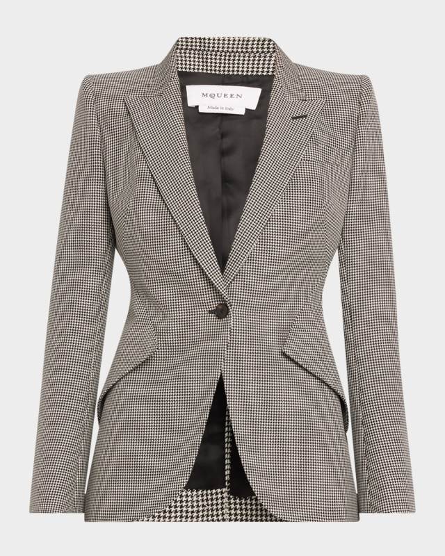 SIngle-Breasted Houndstooth Blazer